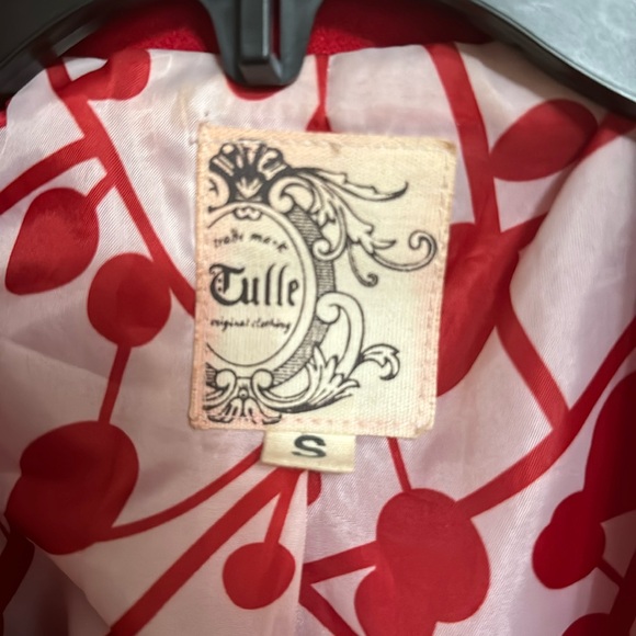 VintageTulle Red Wool Peacoat with Cherry 🍒 Lining - Picture 1 of 6